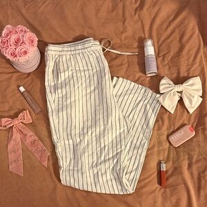 H&M White Striped Sweatpants